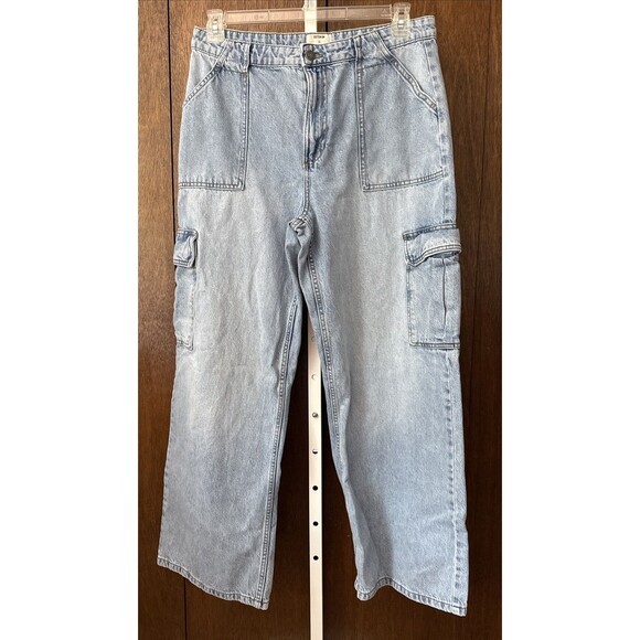 Cotton On Womens High Rise Cargo Wide Leg Jeans Hippie Festival Boho Utility 32 - Picture 1 of 6